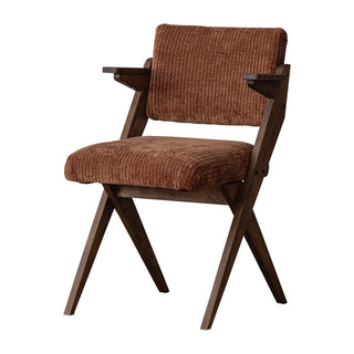 木のシャープなクロス脚が特徴的なチェア