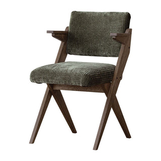 木のシャープなクロス脚が特徴的なチェア