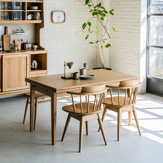 【ダイニングセット】パウス オーク 140cm×マルケッシュベンチ×リーマ回転式