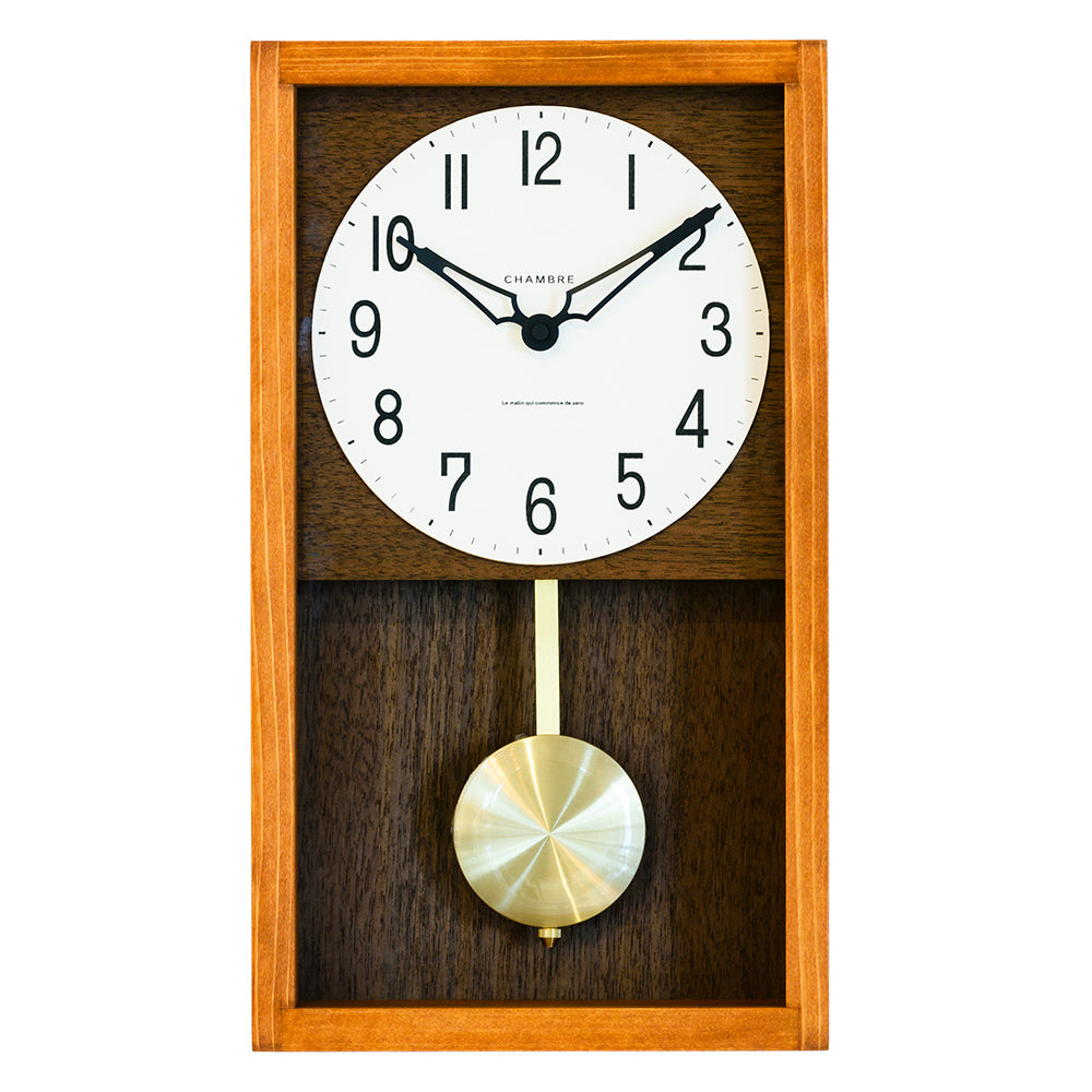 掛け時計 振り子時計 シャンブル ヒノキ ペンデュラムクロック　ブラウン 掛け時計 振り子時計 シャンブル ヒノキ ペンデュラムクロック