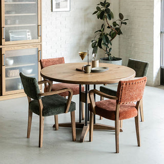 【ダイニングセット】ハクビ 円型 WF-2 115cm×ベーカー肘付WF-2