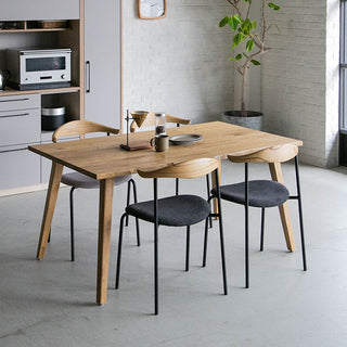 【ダイニングセット】ミース 150cm ライブエッジ 脚1型 × アトム 木色ライトブラウン