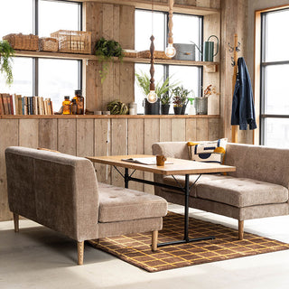 グレスソファ 2人掛け肘無 木脚