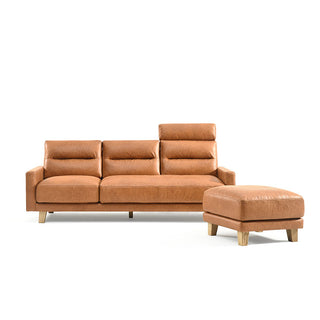 クッションを組み換えると３人掛け+オットマンになります。