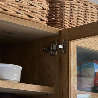 ダストン ダイニングボード 40cm(上台:ガラス戸左開き 下台:左開)